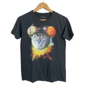 Disney Youth Mickey Mouse Galaxy Solar System Earth Tee Shirt Large